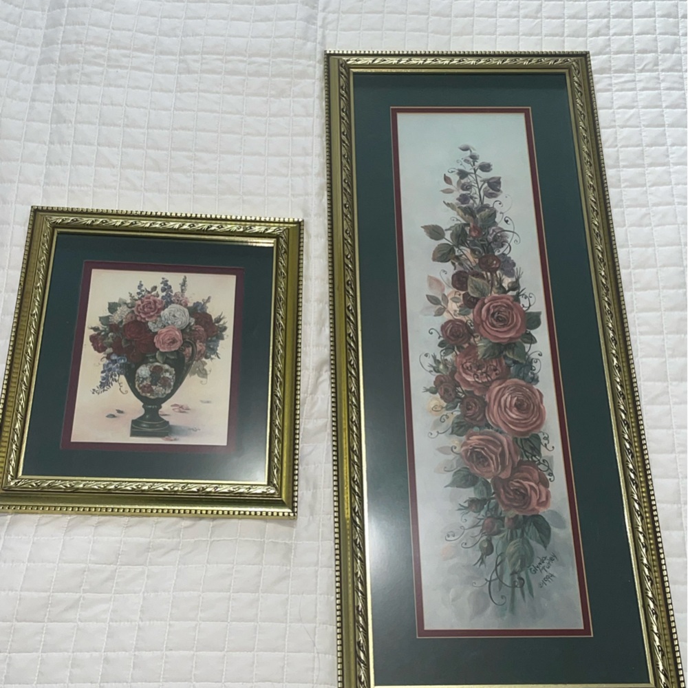 Elegant Gold Frame Decor 2 Glynda Turley signed prints shown on pics